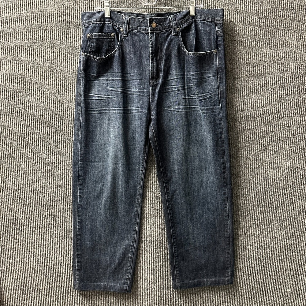 Alfani Mens Straight Leg Jeans Size 36x34 Dark Blue Denim 100% Cotton High Rise